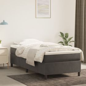 Box Spring Bed with Mattress Dark Gray 39.4"x79.9" Twin XL Velvet