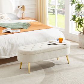Storage bench velvet suit a bedroom soft mat tufted bench sitting room porch oval footstool Beige white teddy velvet