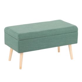 Storage Contemporary Bench in Natural Wood and Green Fabric by LumiSource