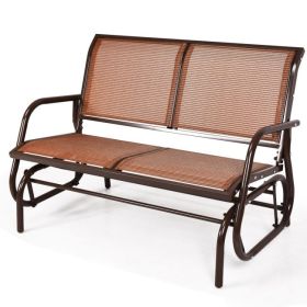 Loveseat Rocker Glider Backyard Lounge Swing Chair (Color: Brown)