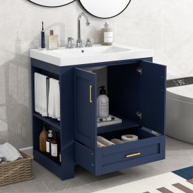 30'' Bathroom Vanity with Seperate Basin Sink, Modern Bathroom Storage Cabinet with Double-sided Storage Shelf (Color: Blue)
